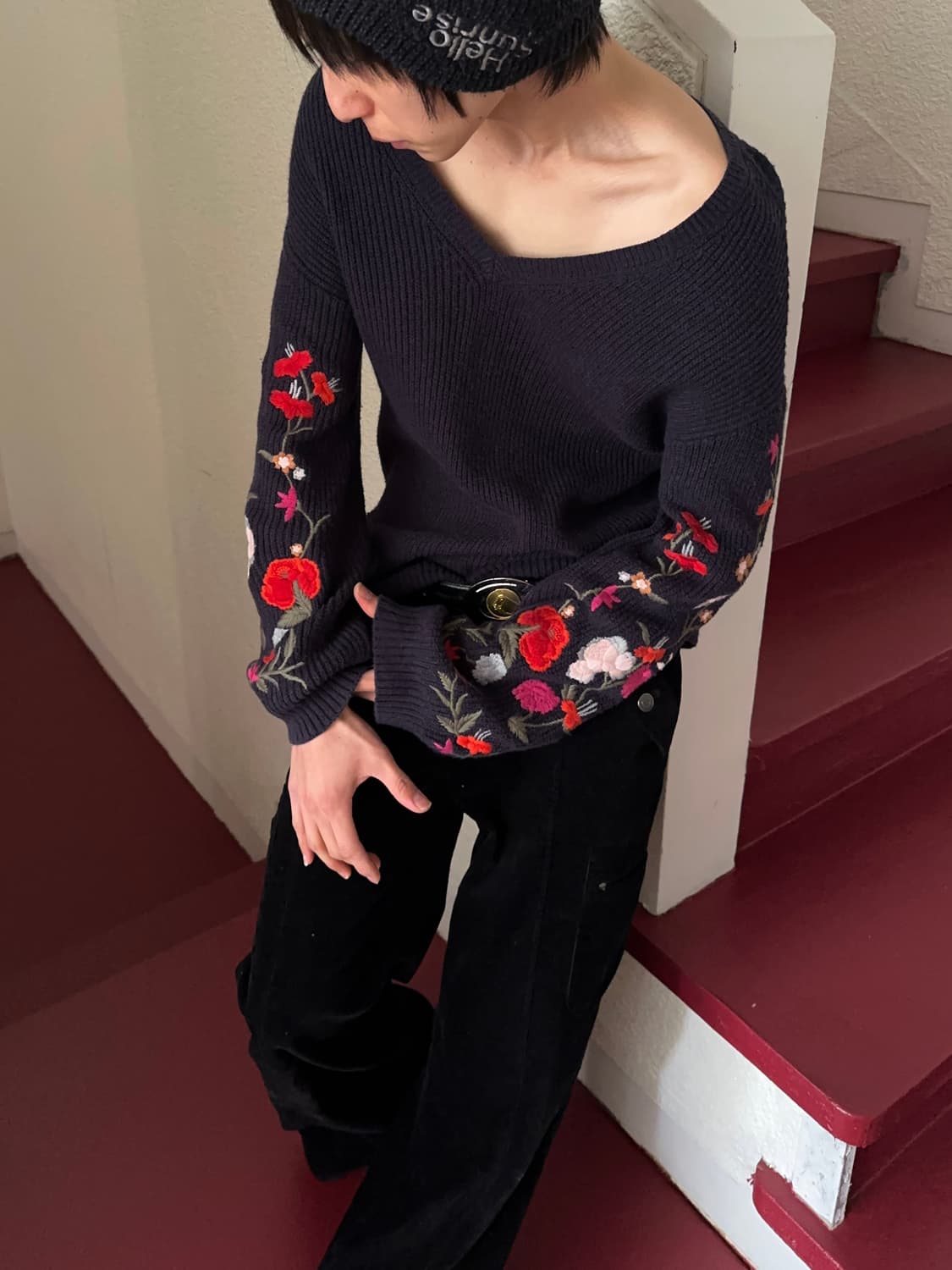 American Eagle Outfitters 로즈 엠브로이더리 니트 상품이미지3