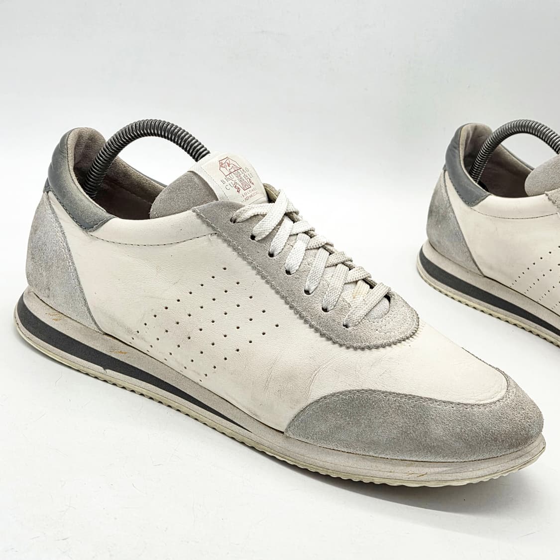 브루넬로 쿠치넬리 레더 트레이너 스니커즈 흰/회 (44) 상품이미지6