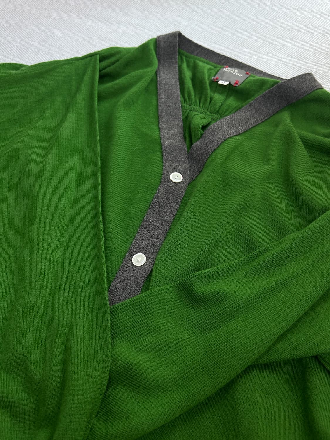 HIROMI TSUYOSHI 울 100% 그린 롱 가디건 상품이미지10