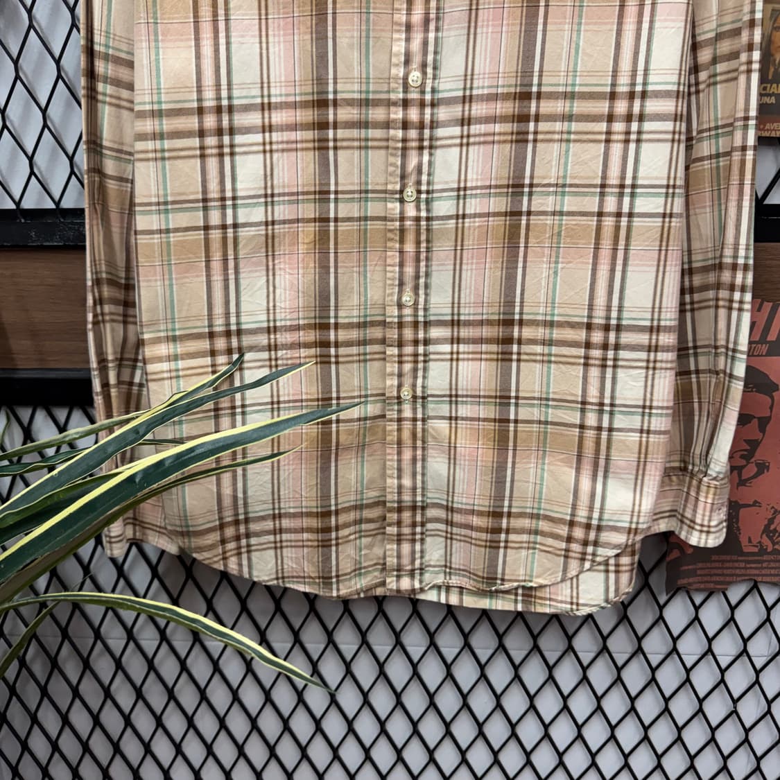 폴로 랄프로렌 긴팔 체크 셔츠 카키 포니 로고 포인트 베이지 상품이미지4