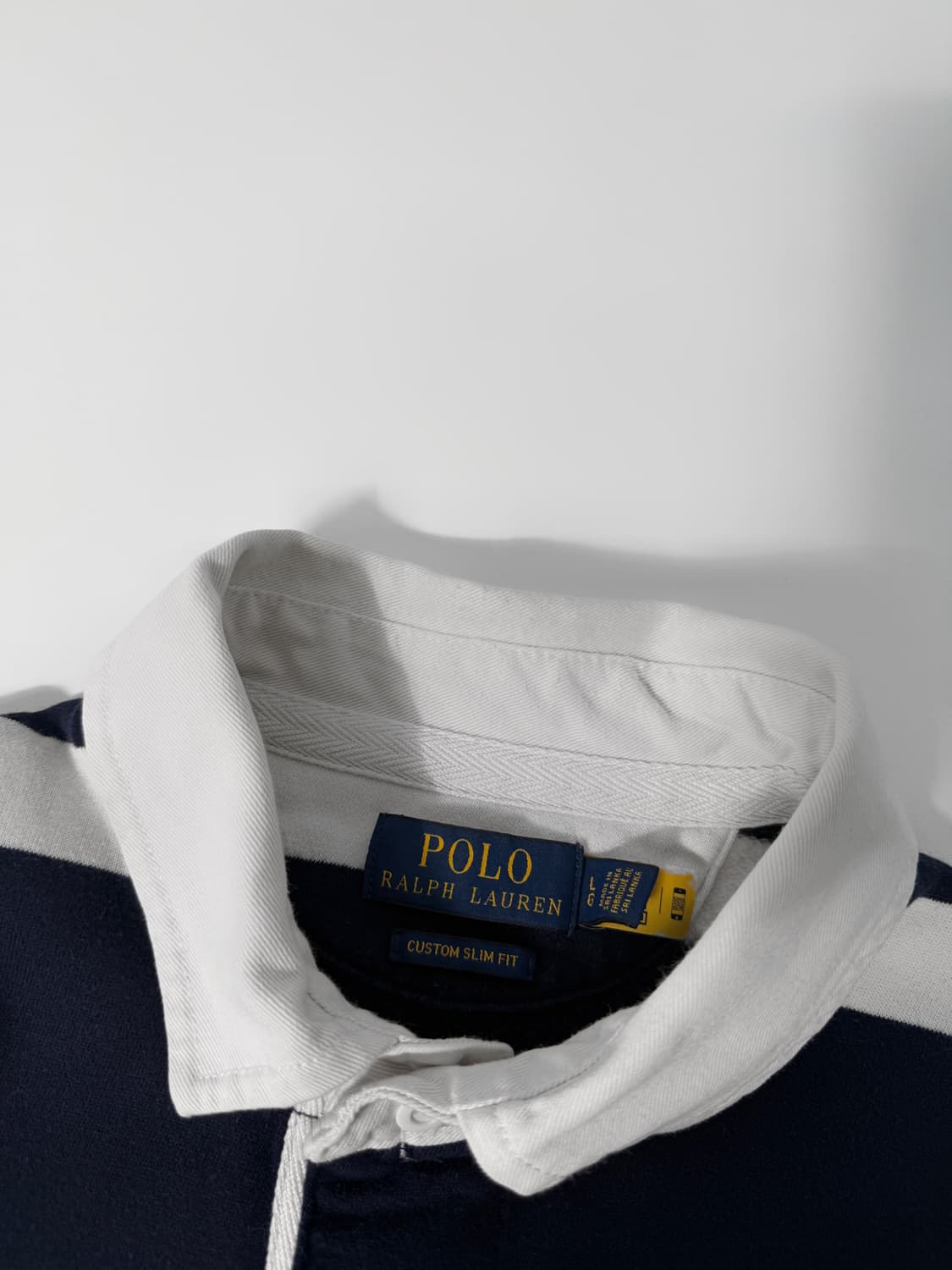 폴로 랄프로렌 루즈핏 신형 QR라벨 네이비 스트라이프 럭비 스웻 셔츠 상품이미지4