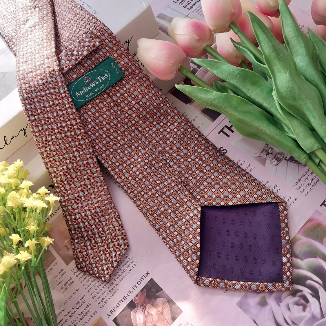 앤드류스타이 실크 마이크로 패턴 넥타이 9.2cm A+등급 K1356
 상품이미지5