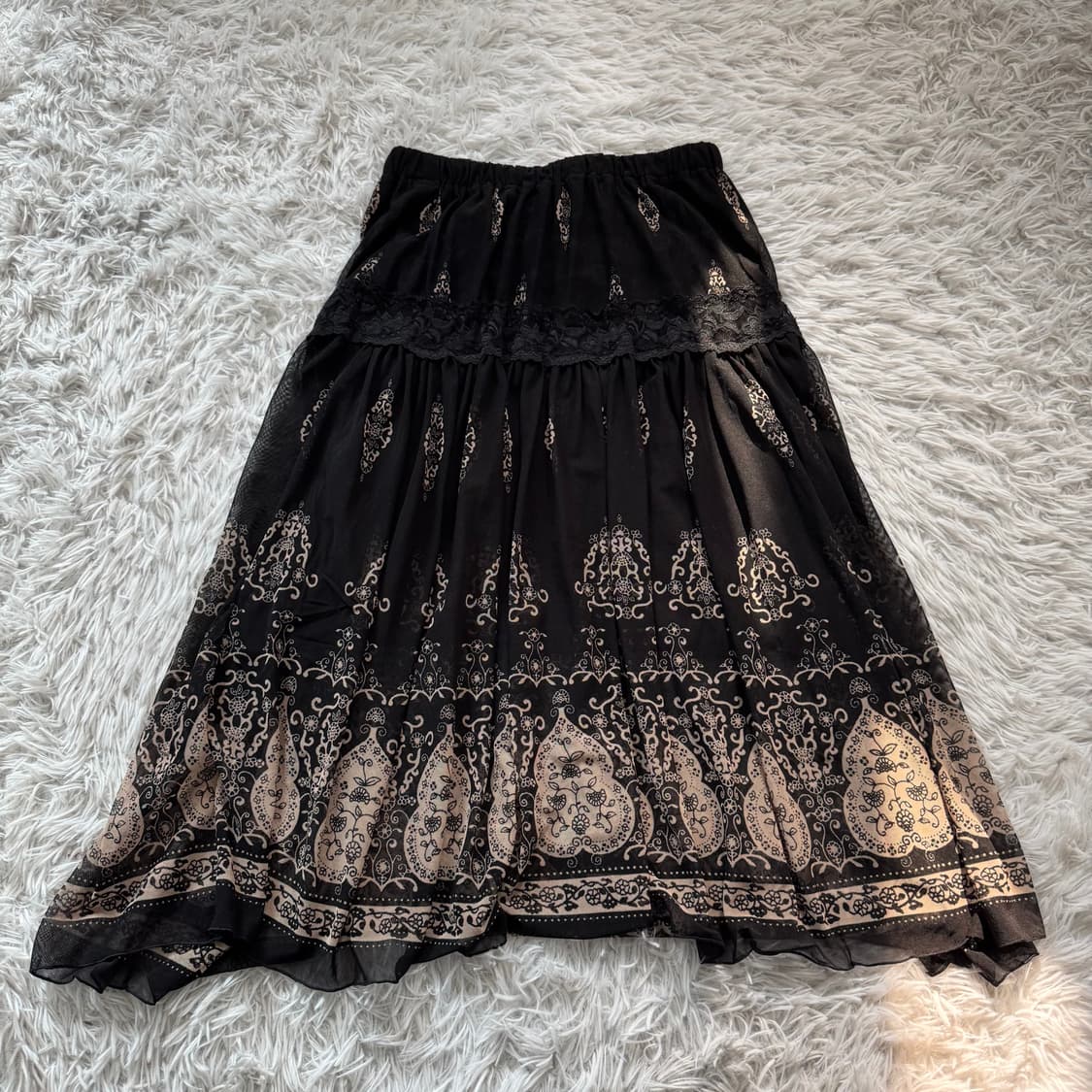 HUJIN 일본빈티지 에스닉 롱치마 노드 여성치마 하이틴 스커트 M 상품이미지2