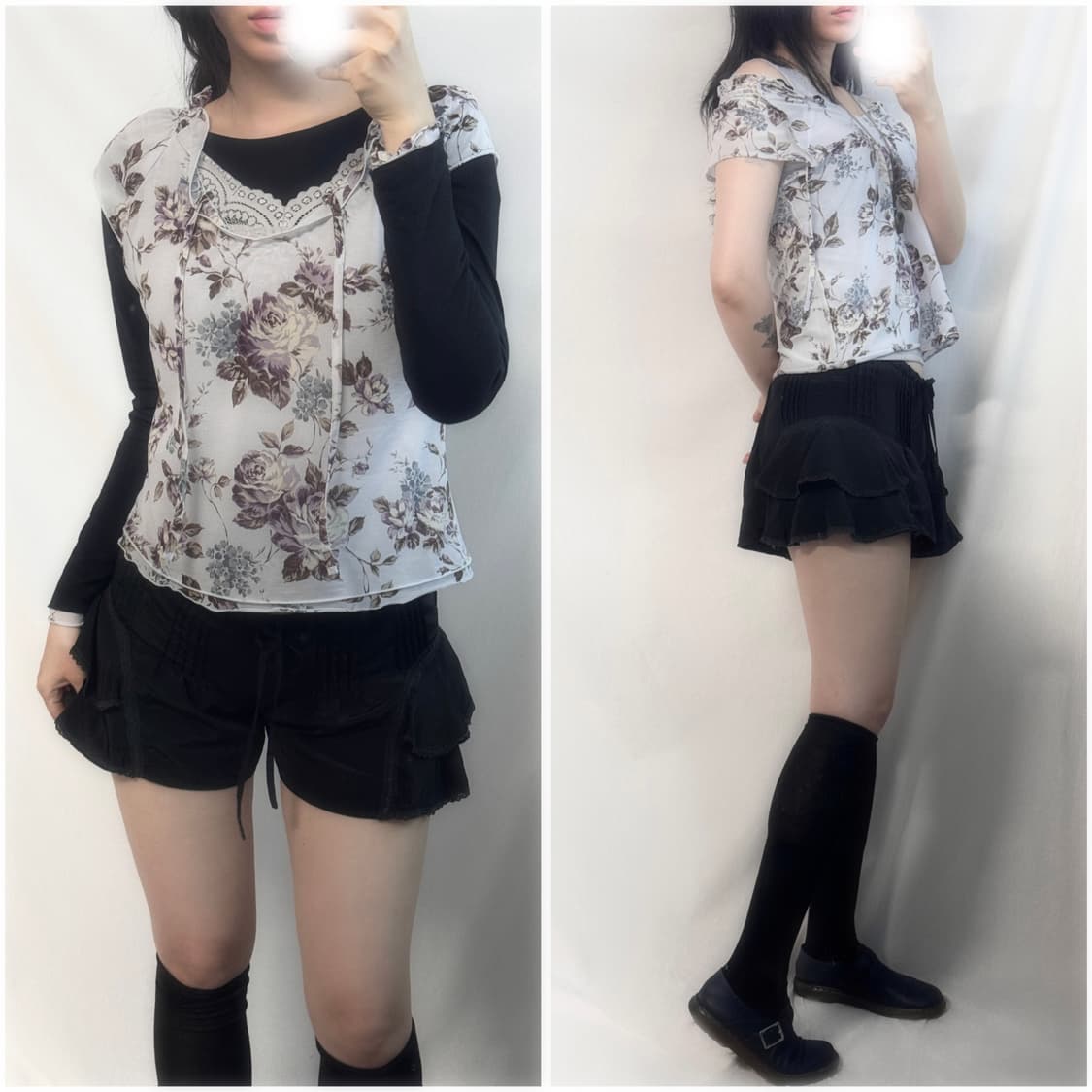 라벤더 투웨이 블라우스 레이스 슬리브 탑 3pcs SET 상품이미지2