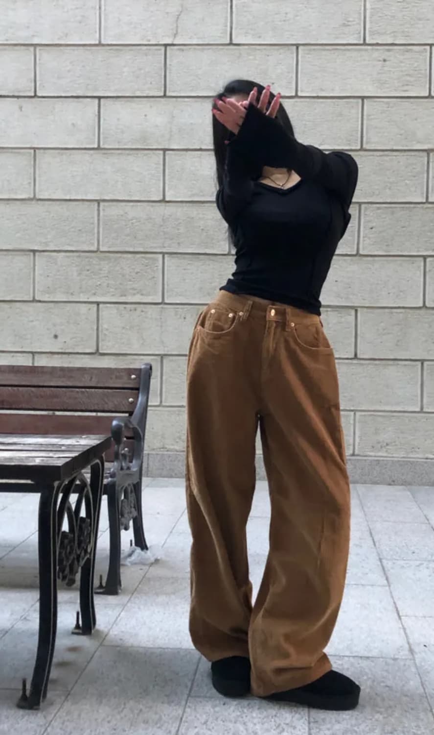 코듀로이 골덴 캬멜 브라운 팬츠 상품이미지1