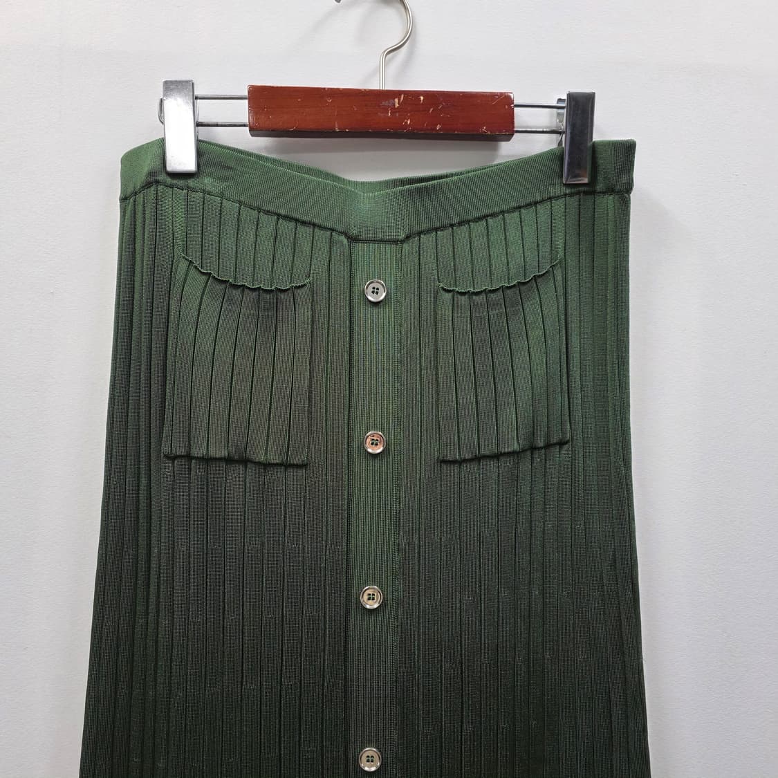 1179 산드로 플리츠 골지 니트 그린 롱 스커트 3 상품이미지2