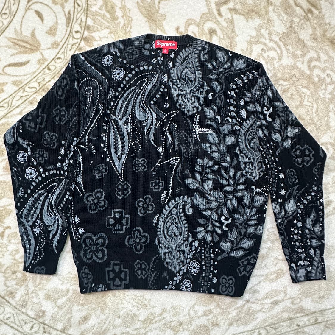 [S] 슈프림 프린티드 페이즐리 스웨터 블랙 - 24SS 상품이미지3