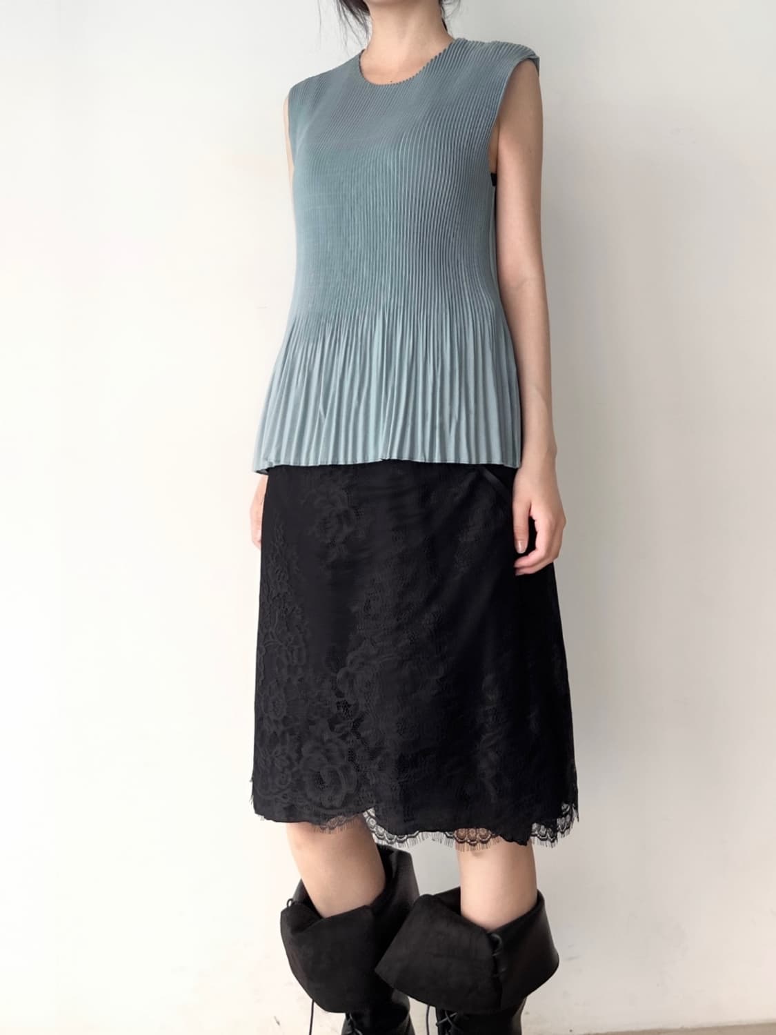 Basic pleats sleeveless / mint 상품이미지6