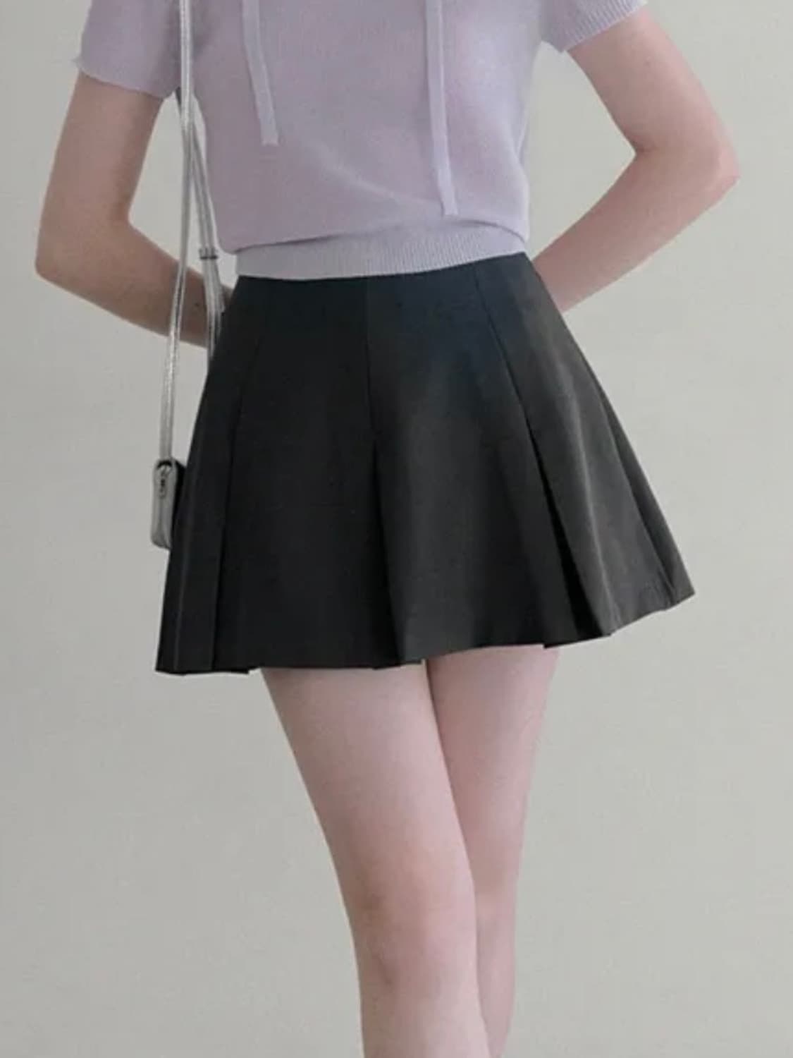 트위 헬리 트임 스커트팬츠 (차콜) 상품이미지2