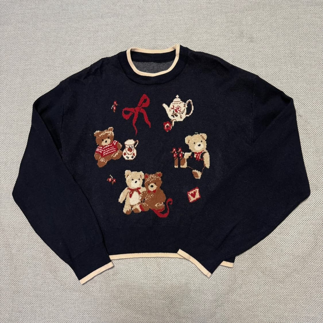 샵사이다 곰돌이 패턴 니트 상품이미지1