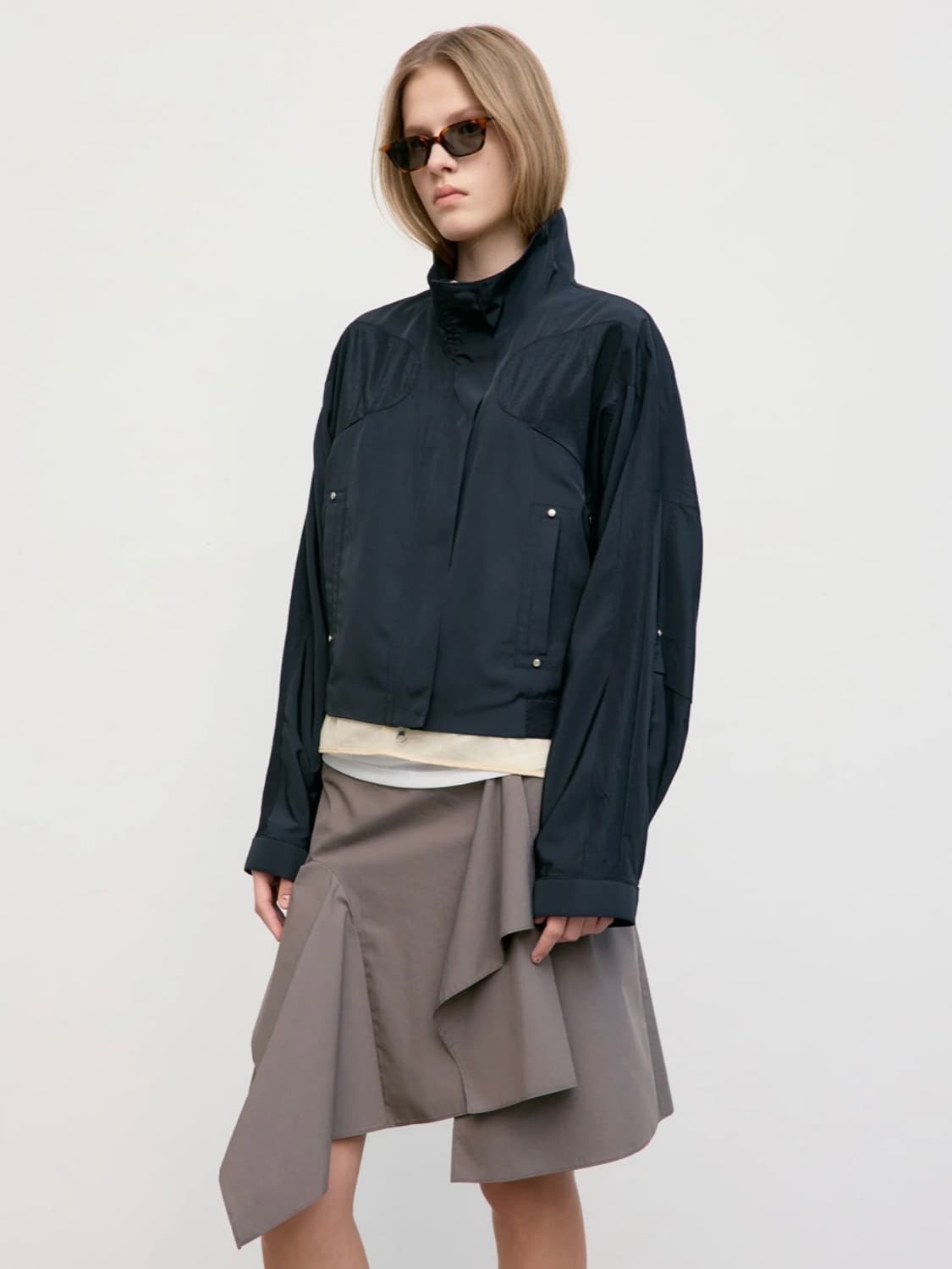 로우클래식 contrast zip-up short jk 블랙 L 새상품 상품이미지2