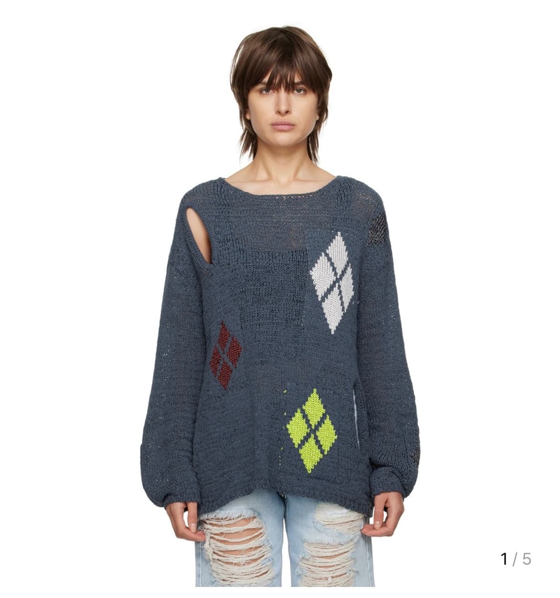 더오픈프로덕트 아가일 컷아웃 니트 상품이미지1