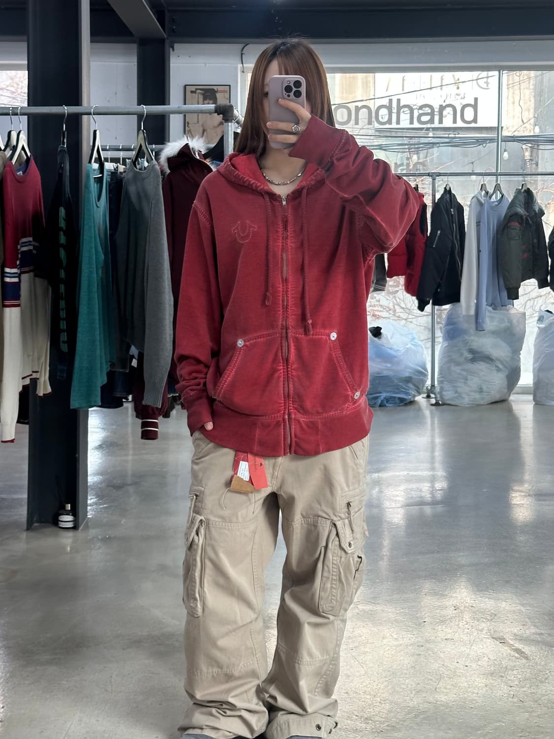 트루릴리전 더티워시드 그런지 후드집업 상품이미지2