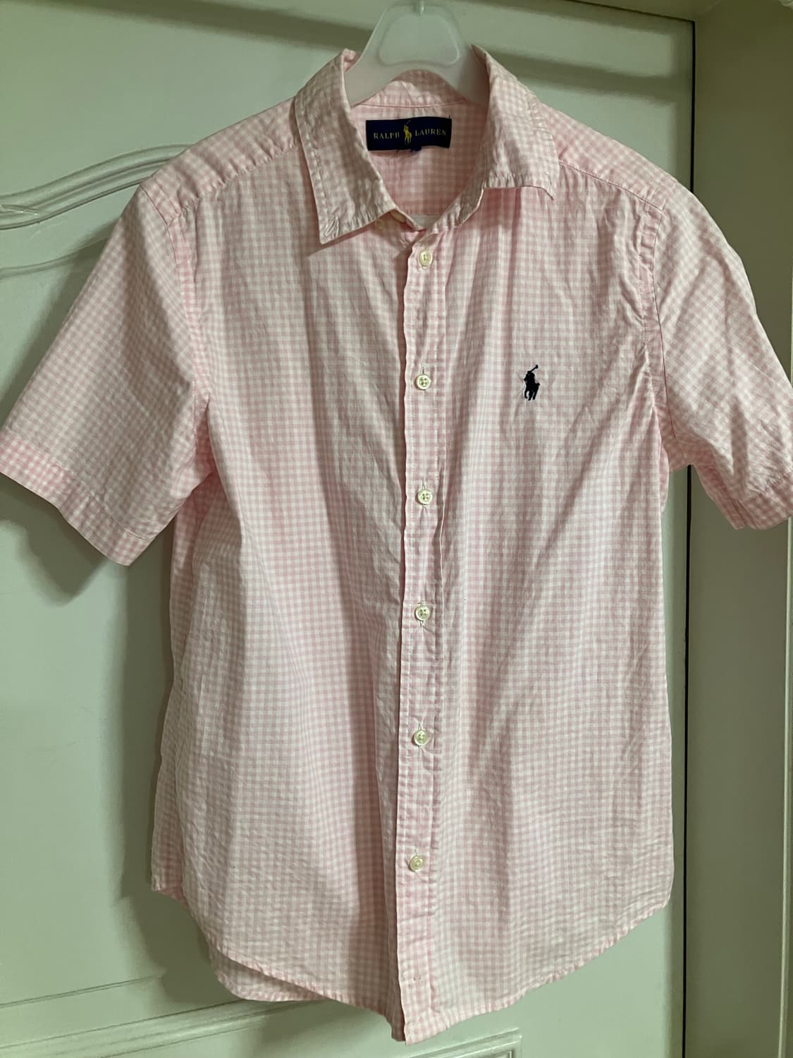 랄프로렌 핑크 체크 반팔 셔츠 상품이미지1