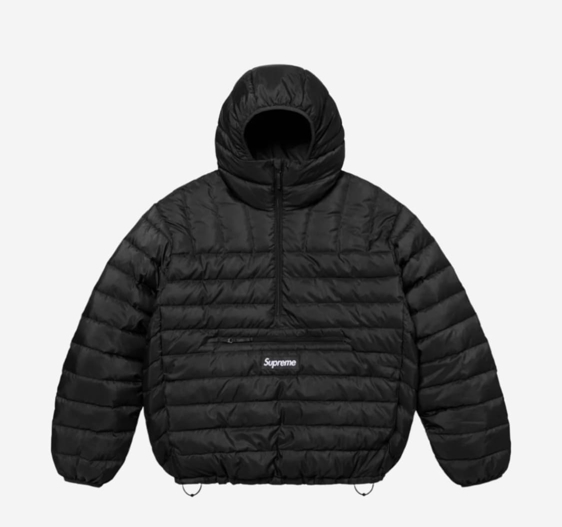 슈프림 24fw 다운 하프집 후드 풀오버 블랙 m 상품이미지1