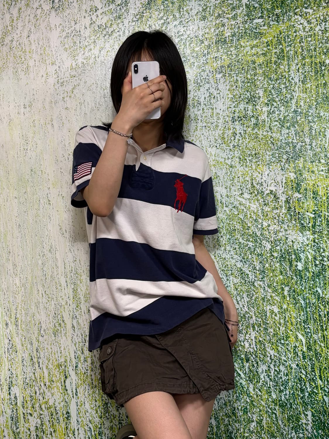 폴로 빅포니 대대장 신형 미국 성조기 치프키프 반팔 피케이티 티셔츠 L 상품이미지5
