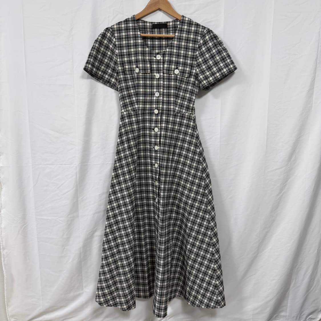 오르(ORR) 체크 플레어 롱원피스 상품이미지1