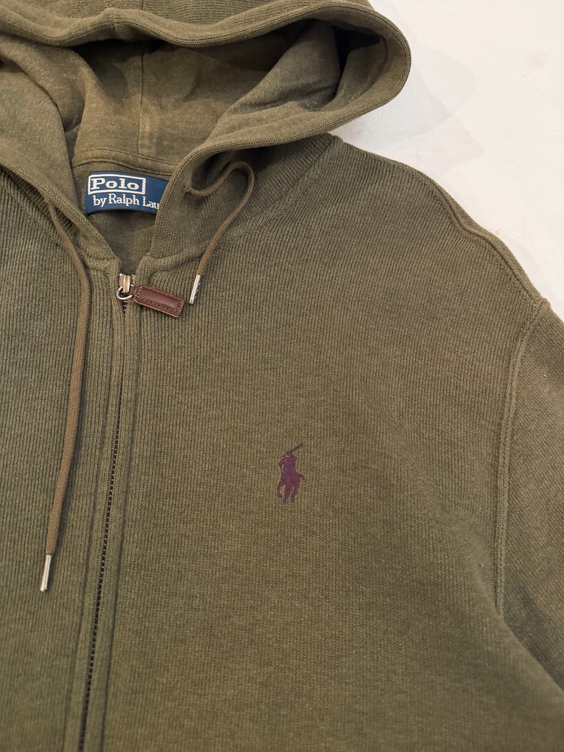 폴로 랄프로렌 투웨이 와플 니트 후드집업 올리브 상품이미지2