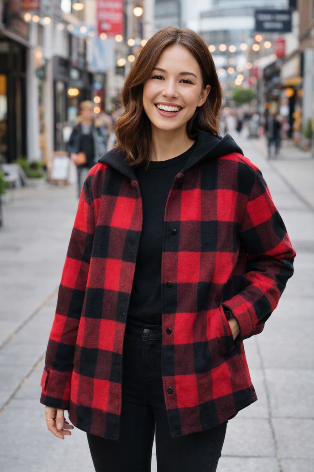 비비올리비아 후드체크 아우터 상품이미지1