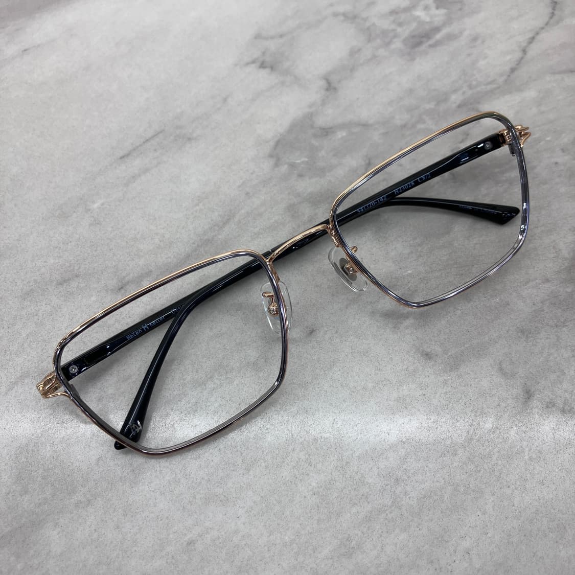 C34 HK 골드 실버 스퀘어 메탈테 안경 상품이미지1