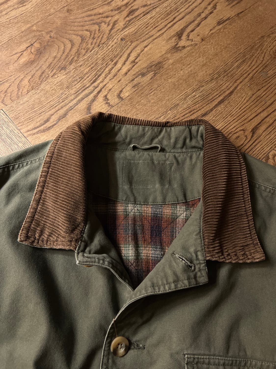 [XL]USA 빈티지 올리브그린 체크 퀼팅 헌팅자켓 상품이미지2