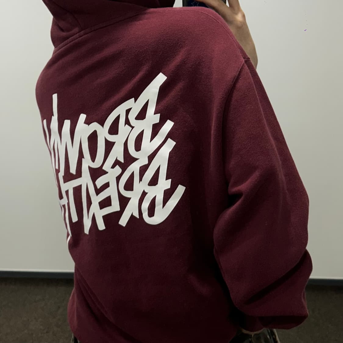 Brown breath  브라운브레스 백 포인트 버건디 후드티 상품이미지2