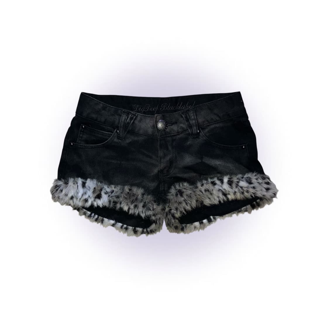 갸루 레오파드 퍼 흑청 숏팬츠 핀터깔 d.i.a.깔 오네갸루 상품이미지1