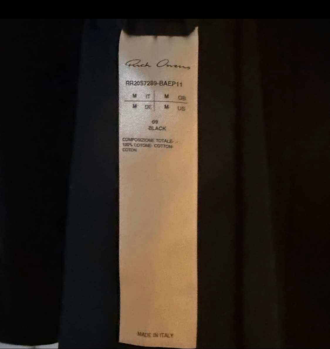 릭오웬스 20ss 토마스 하우즈아고 오버 블랙저지 m 상품이미지6