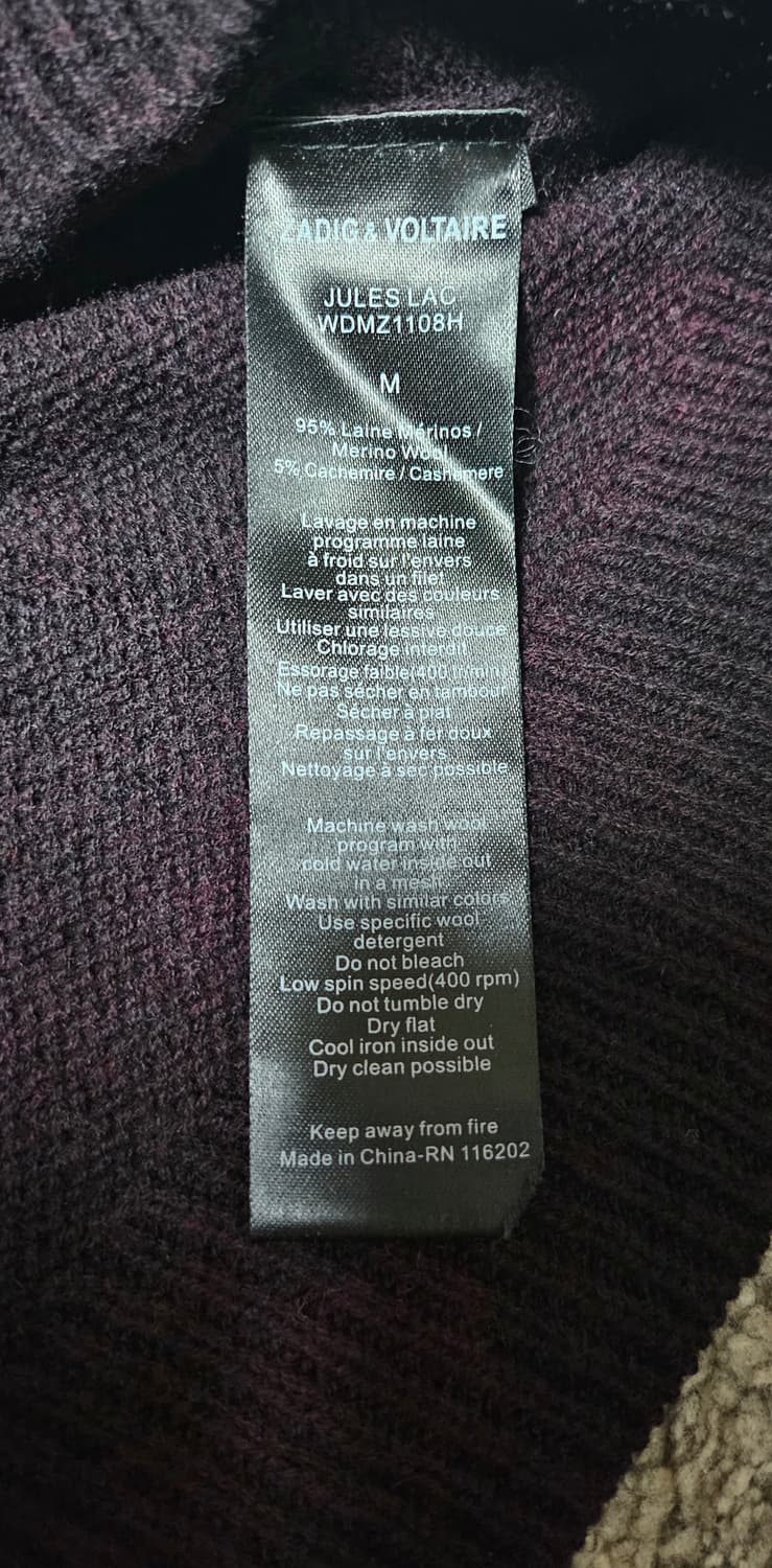ZADIG&VOLTAIRE 자딕앤볼테르 블랙/퍼플 울캐시 니트 상품이미지3