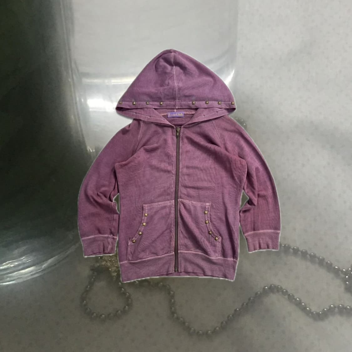 빈티지 그런지 펑크 스터드 베리 후드집업 상품이미지1