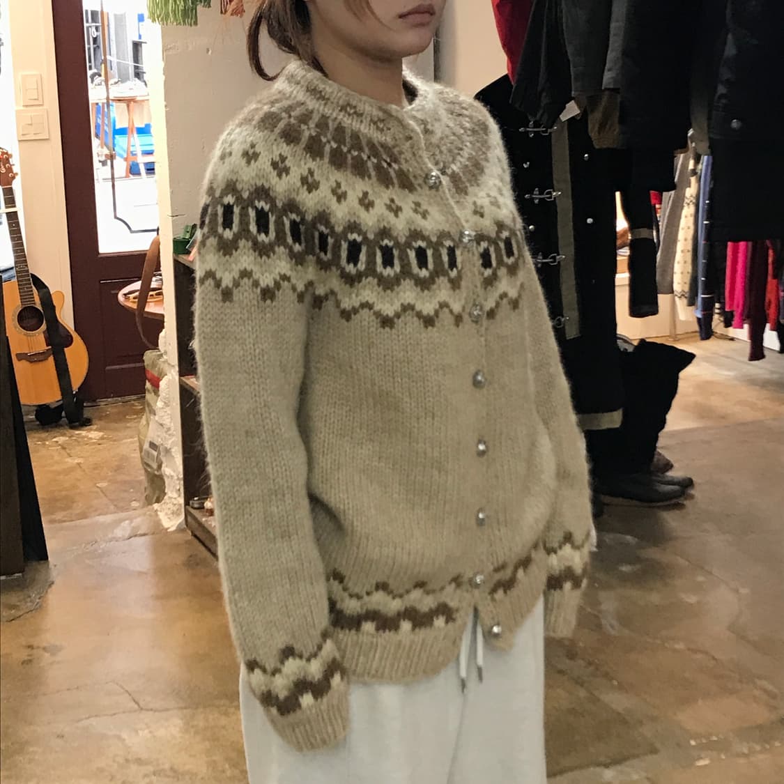 VTG 빈티지 노르딕 패턴 울 라운드넥 가디건 남성 105 여성 오버핏 상품이미지9