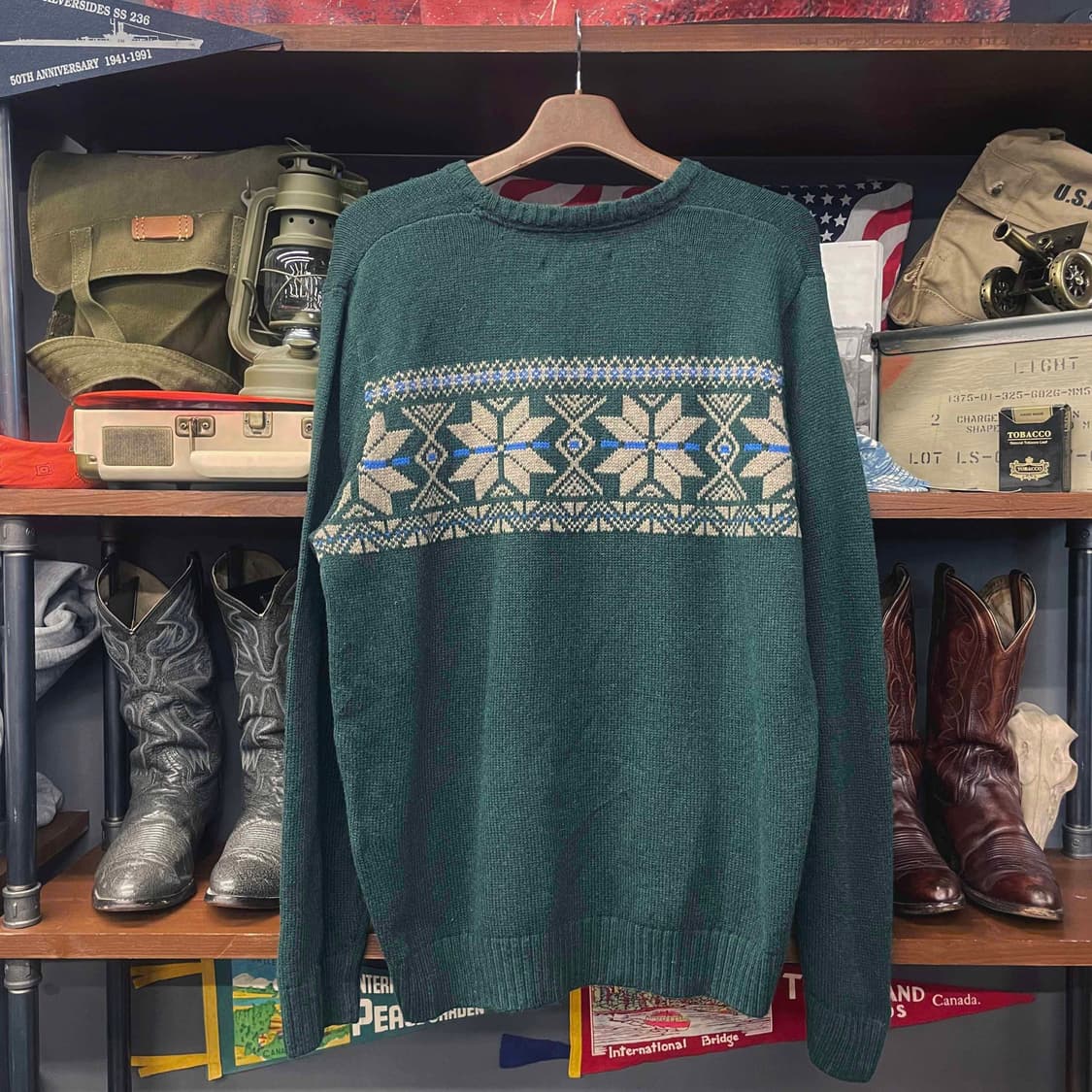 에디 바우어 눈꽃 패턴 레트로 라운드 넥 니트 스웨터 N504 상품이미지2