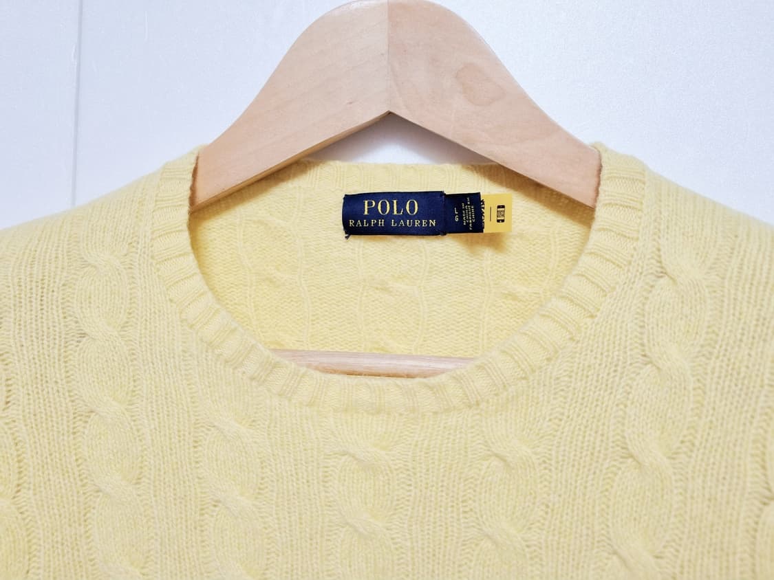 여성 폴로 QR인증 캐시미어 울 케이블 꽈배기 긴팔 니트 스웨터 상품이미지5