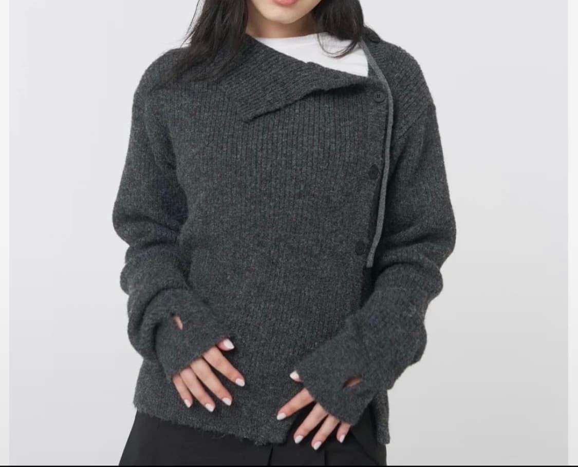 미세키 서울 니트 차콜 사이드 버튼 상품이미지1