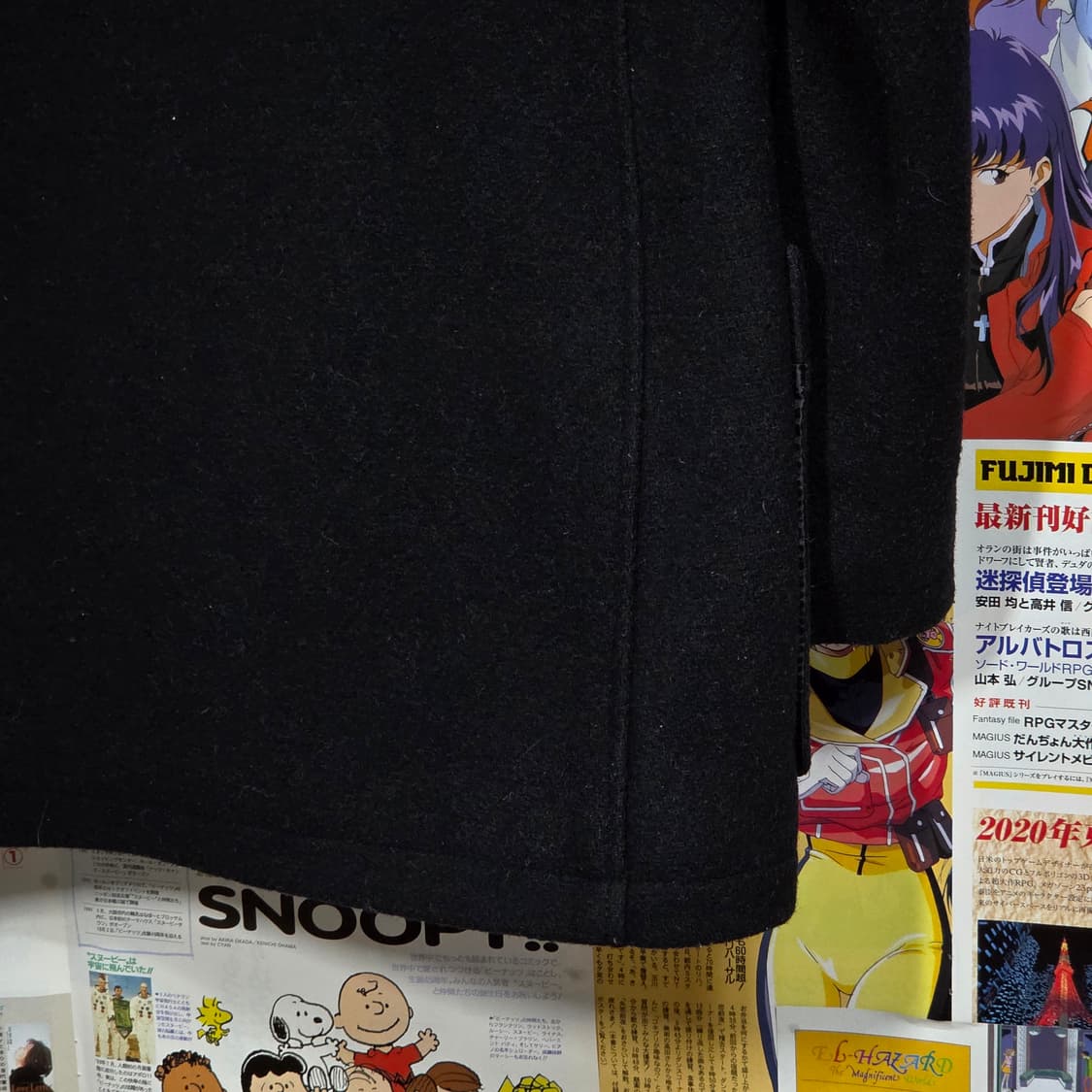 JPN 빈티지 블랙 후드 떡볶이 미디 코트 상품이미지8