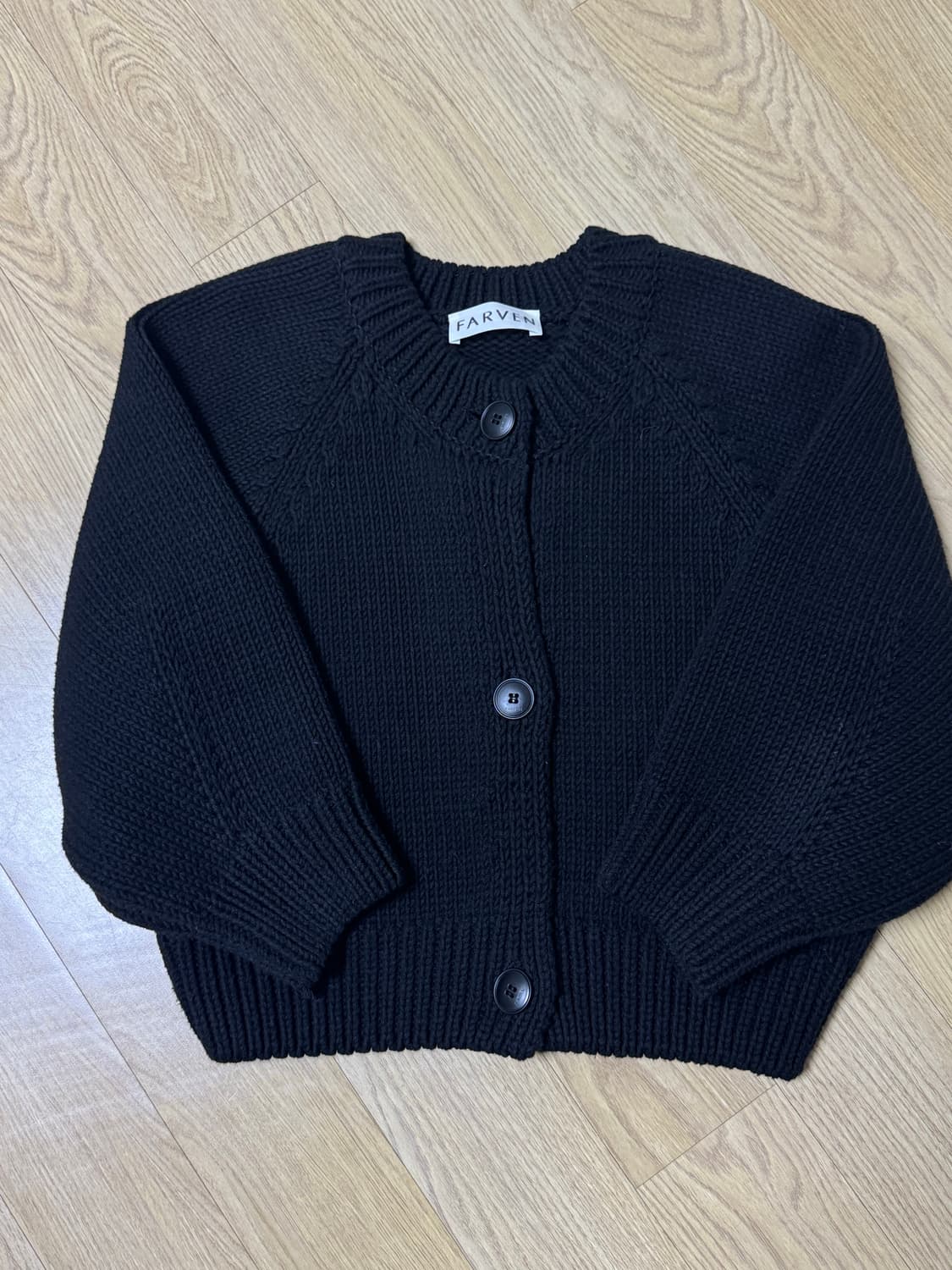 farven 파르벵 코튼 크롭 가디건 블랙 OS 상품이미지5