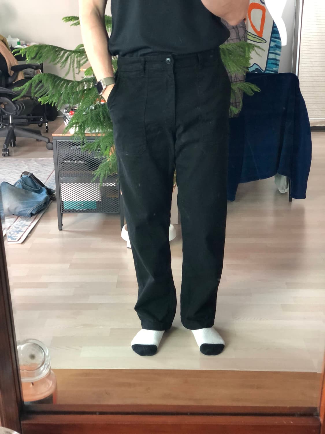 유니폼 브릿지 퍼티크 포인트 블랙 코튼 팬츠 면바지 상품이미지3