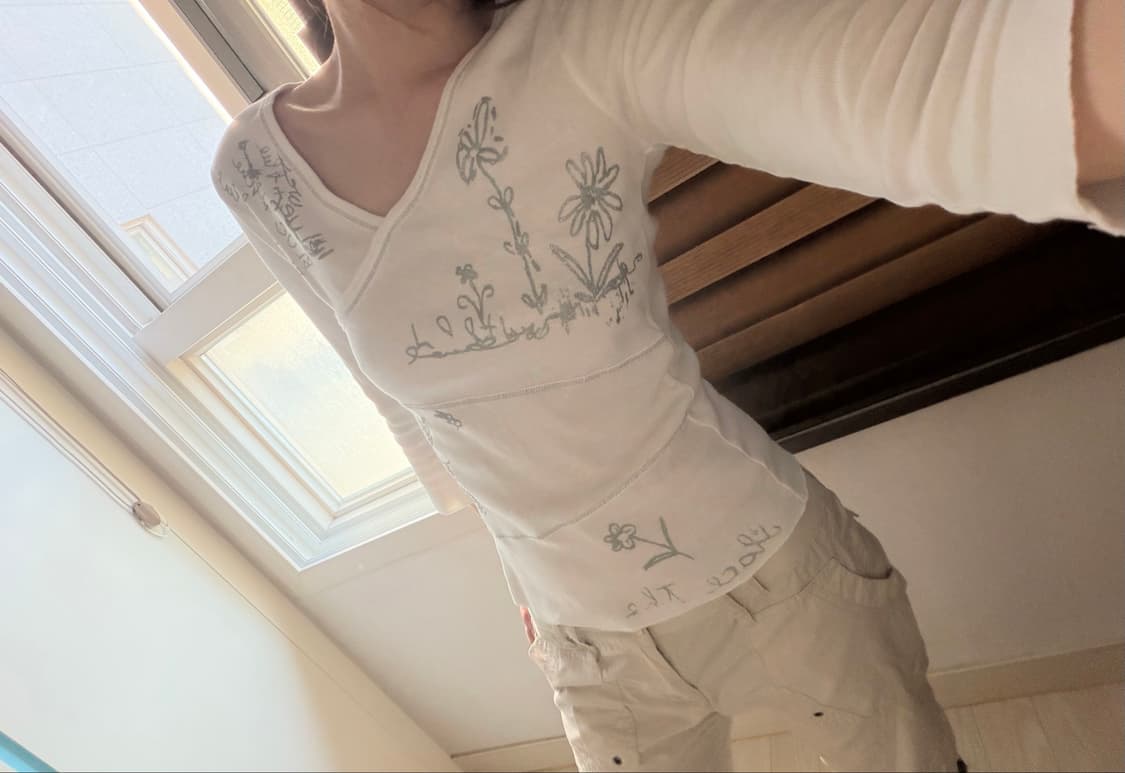 scribble print wrap top 상품이미지2