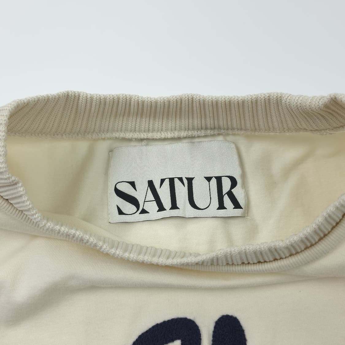 새터 자수로고 코튼 티셔츠 베이지 (M) 상품이미지4