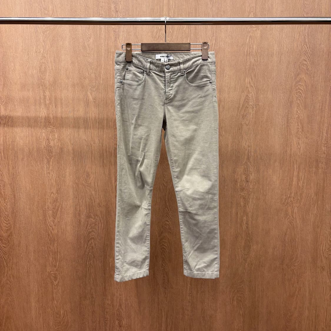 헬무트랭 스키니 코튼 팬츠 미니멀 심플 스퀘어 포켓 버튼 디테일 베이지 상품이미지2