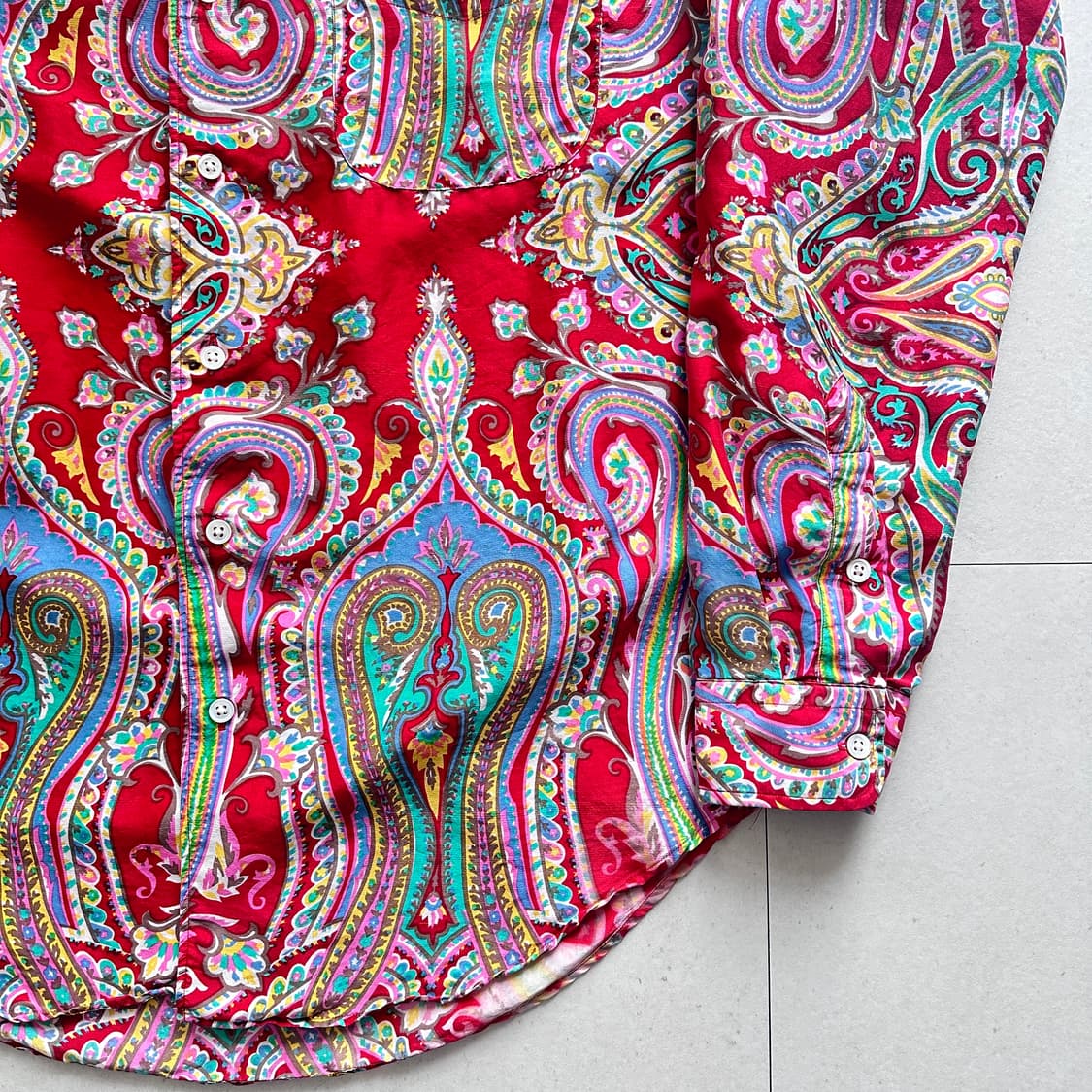 폴로 랄프로렌 90s 실크 100% 페이즐리 셔츠 L 상품이미지3