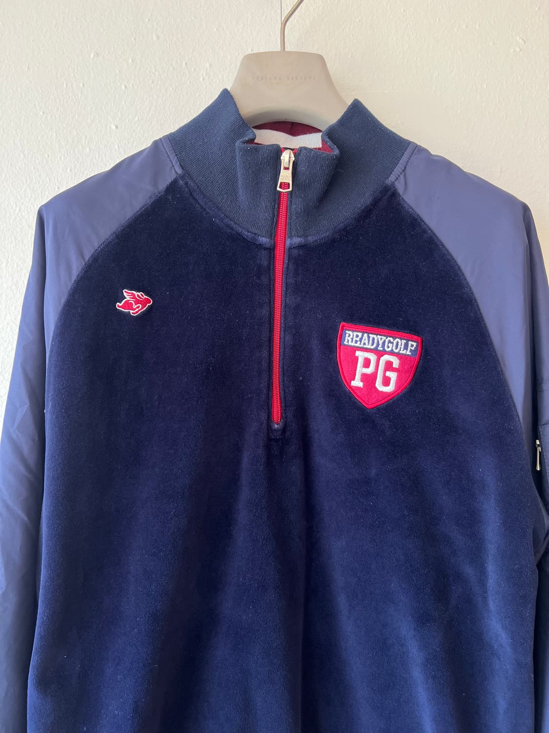 파리게이츠 여성 네이비 벨벳 벨로아 트랙탑티셔츠 반집업티셔츠 상품이미지1