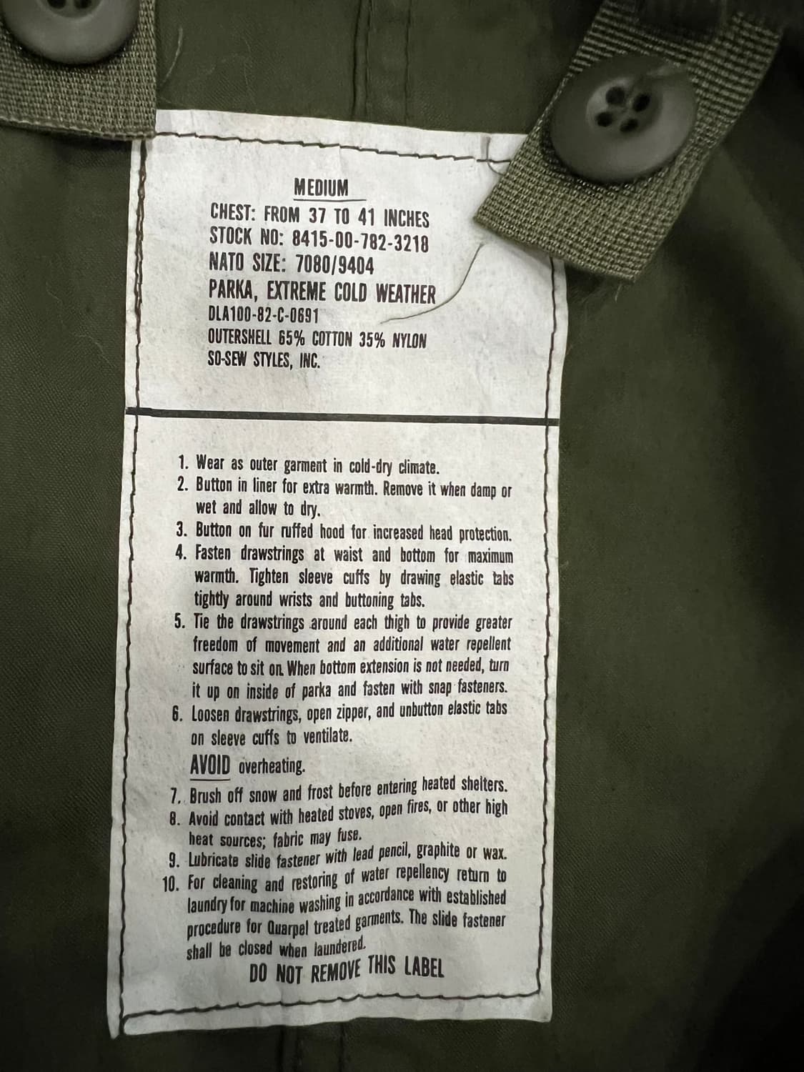 (M) M65 피쉬테일 오리지널 개파카 데드스탁 상품이미지4