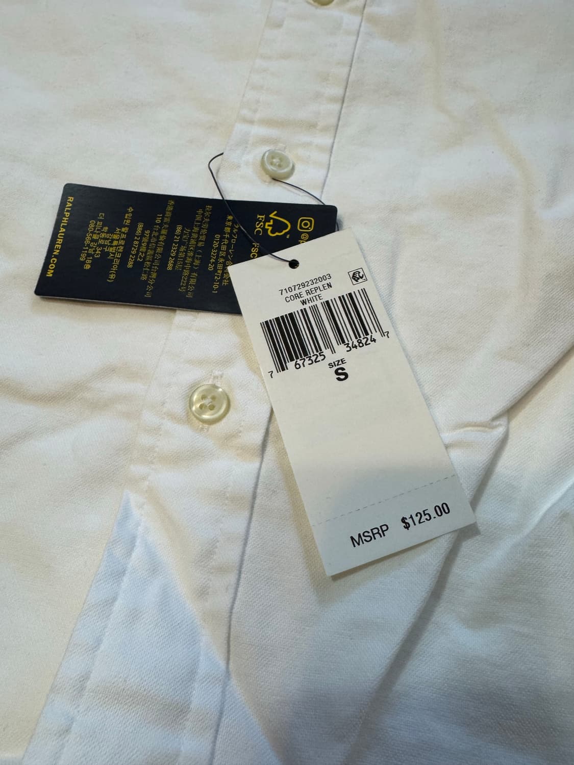 폴로랄프로렌 클래식핏 화이트 옥스포드 셔츠 s사이즈 새상품 상품이미지2