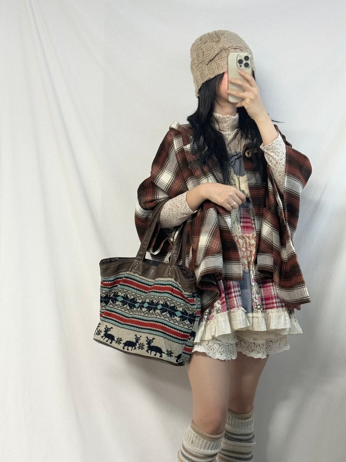 노르딕 패턴 니트 백 상품이미지4