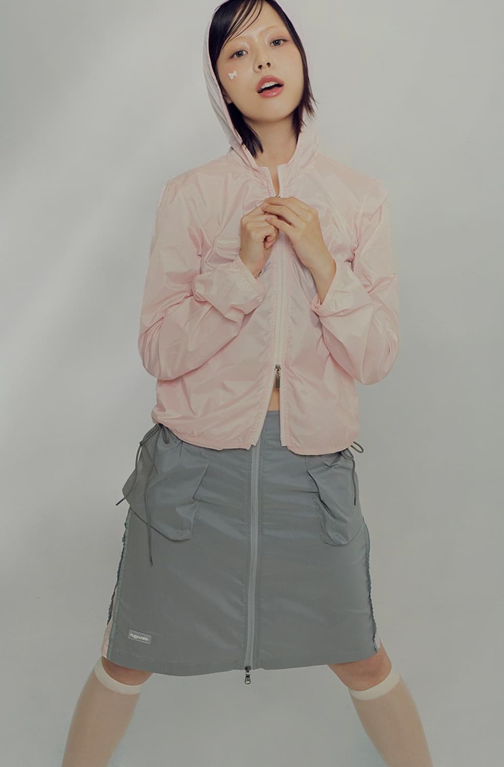 허그유어스킨 카고 미디 스커트 그레이 상품이미지3