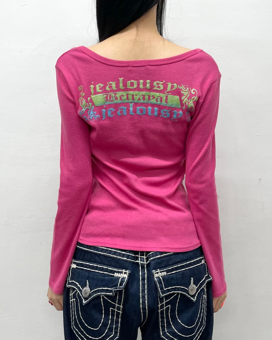 Mood Happy Skull Pink Long Sleeve 상품이미지3