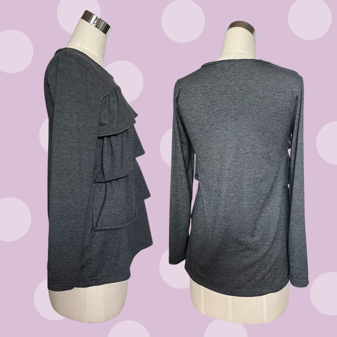 빈티지 차콜그레이 러플 캉캉 롱슬리브 상품이미지3