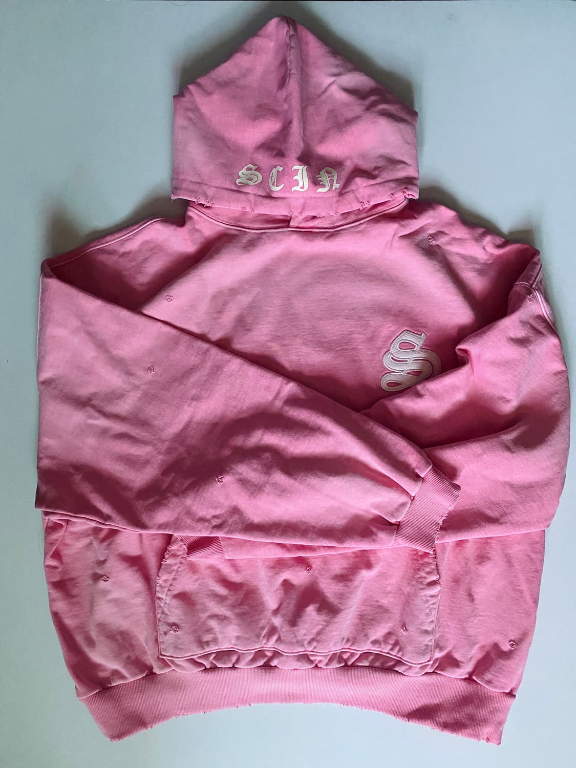스키즘인듀싱 LEATHER PATCH HOODIE, PINK 상품이미지3