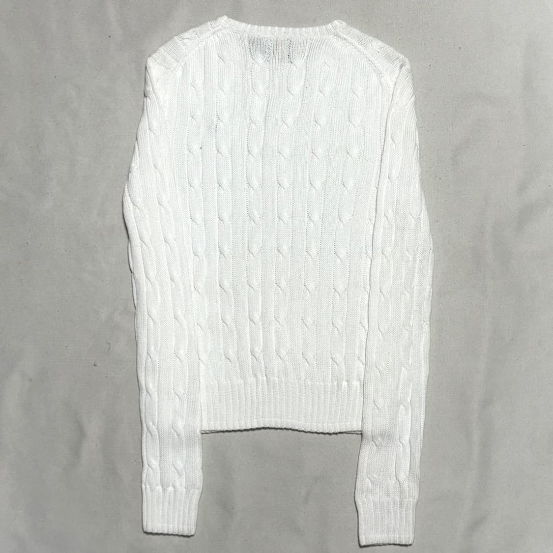 L 폴로랄프로렌 피마코튼 화이트 케이블 니트 상품이미지3